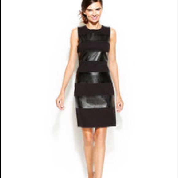 Boston Proper faux leather patch dress - Picture 1 of 5